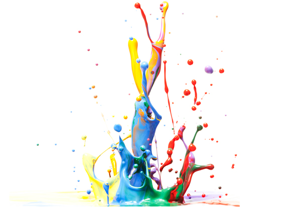 colorful ink splashes